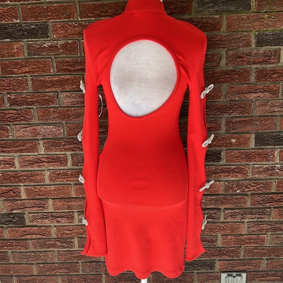 Mach & Mach Crystal Bow Rib-Knit Minidress Size UK10/US8 NWT - Picture 9 of 11